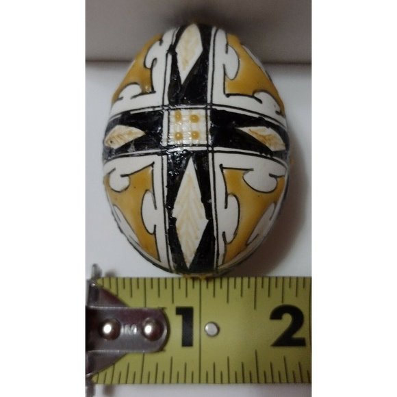 Vintage Romanian Pysanky Hand Painted Real Easter Egg Gold Black Heraldic Design - Picture 4 of 5